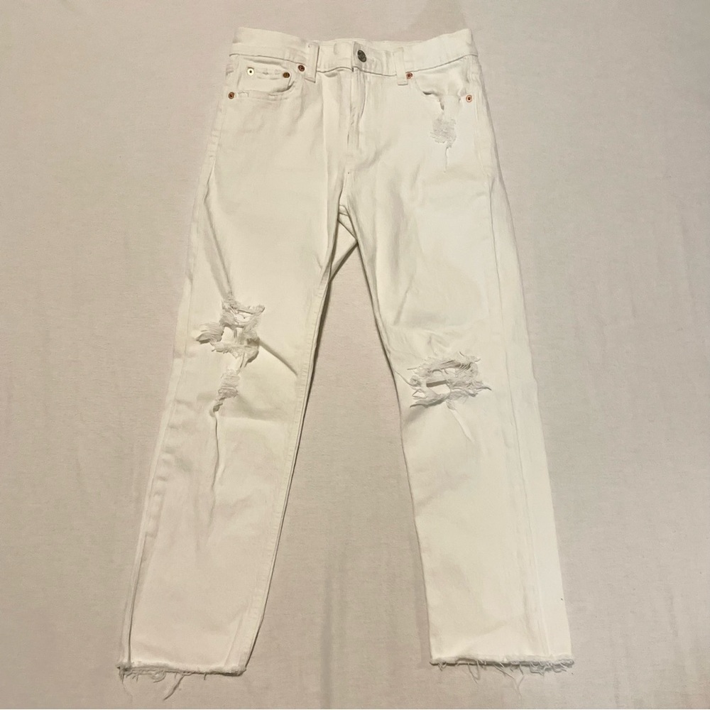 Gap Cheeky Straight High Rise Jeans Distressed Woman’s Size 27 4 Petite